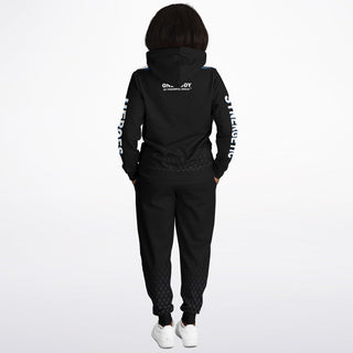 Womens Hoodie & Lettered Jogger - Obsidian Black
