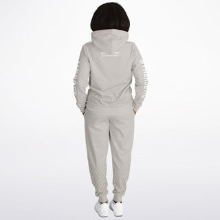 Womens Hoodie & Lettered Jogger - Jade White