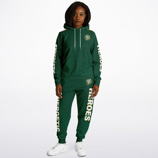 Womens Lettered Hoodie & Jogger - Emerald Green - Synergetic Heroes