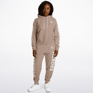 Womens Lettered Hoodie & Jogger - Taupe Stone - Synergetic Heroes