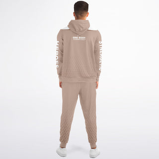 Mens Ziphoodie & Emblem Jogger - Taupe Stone