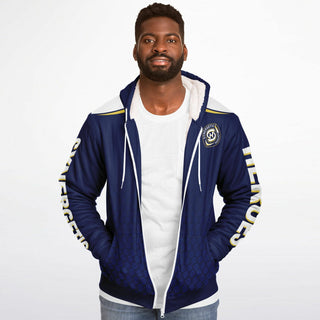 Mens Microfleece Ziphoodie - Midnight Blue - Synergetic Heroes