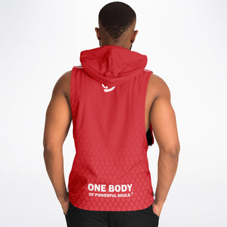 Mens Drop Armhole Hoodie - Fire Red - Synergetic Heroes