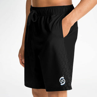 Mens Athletic Long Shorts - Obsidian Black