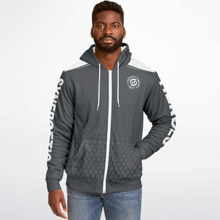 Mens Microfleece Ziphoodie - Shadow Gray - Synergetic Heroes