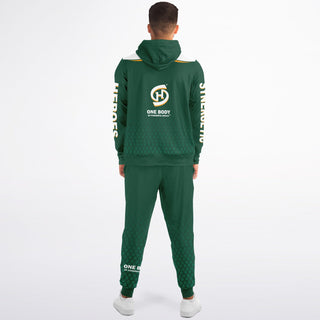 Mens Lettered Ziphoodie & Jogger - Emerald Green - Synergetic Heroes