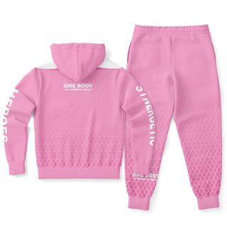 Womens Ziphoodie & Lettered Jogger - Soft Rose