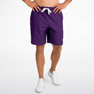 Mens Athletic Long Shorts - Purple Shield