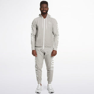 Mens Lettered Ziphoodie & Jogger - Jade White - Synergetic Heroes