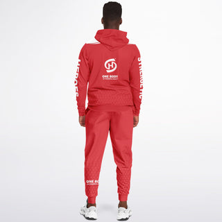 Mens Lettered Ziphoodie & Jogger - Fire Red - Synergetic Heroes