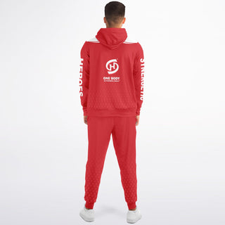 Mens Ziphoodie & Jogger - Fire Red - Synergetic Heroes