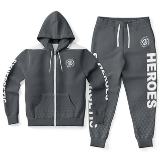 Mens Lettered Ziphoodie & Jogger - Shadow Gray - Synergetic Heroes