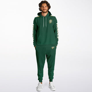 Mens Hoodie & Emblem Jogger - Emerald Green