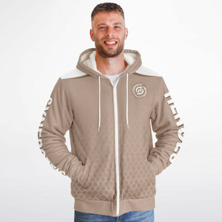 Mens Microfleece Ziphoodie - Taupe Stone - Synergetic Heroes