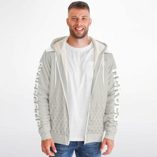 Mens Microfleece Ziphoodie - Jade White - Synergetic Heroes