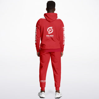 Mens Lettered Hoodie & Jogger - Fire Red - Synergetic Heroes