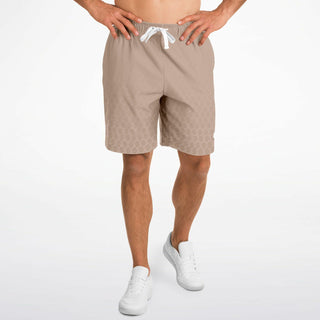 Mens Athletic Long Shorts - Taupe Stone