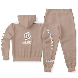 Mens Lettered Ziphoodie & Jogger - Taupe Stone - Synergetic Heroes