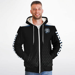 Mens Microfleece Ziphoodie - Obsidian Black - Synergetic Heroes