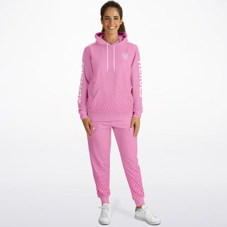Womens Hoodie & Emblem Jogger - Soft Rose