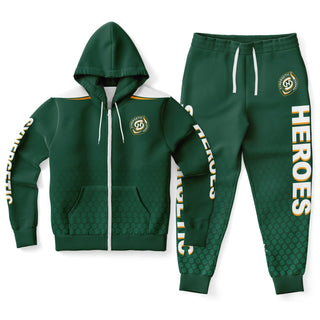 Mens Lettered Ziphoodie & Jogger - Emerald Green - Synergetic Heroes