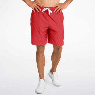 Mens Athletic Long Shorts - Fire Red