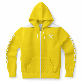 Mens Zip-Up Hoodie - Yellow Sun - Synergetic Heroes