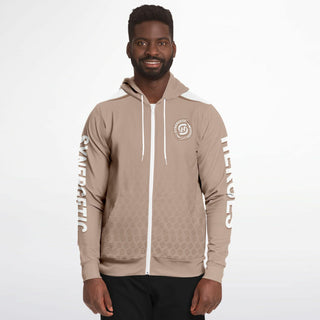 Mens Zip-Up Hoodie - Taupe Stone - Synergetic Heroes