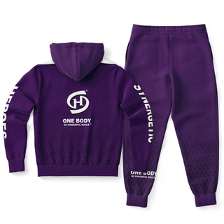 Mens Hoodie & Lettered Jogger - Purple Shield