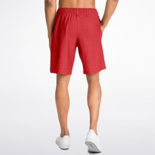 Mens Athletic Long Shorts - Fire Red