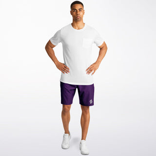 Mens Athletic Long Shorts - Purple Shield