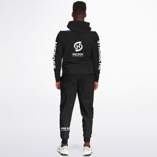 Mens Lettered Ziphoodie & Jogger - Obsidian Black - Synergetic Heroes