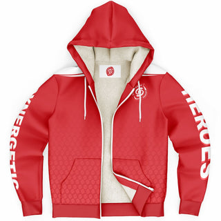 Mens Microfleece Ziphoodie - Fire Red - Synergetic Heroes