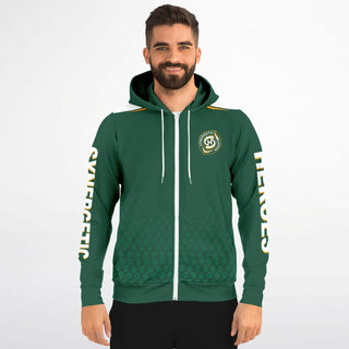 Mens Zip-Up Hoodie - Emerald Green - Synergetic Heroes