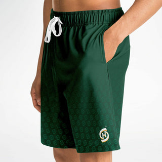 Mens Athletic Long Shorts - Emerald Green