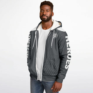 Mens Microfleece Ziphoodie - Shadow Gray - Synergetic Heroes