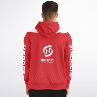 Mens Zip-Up Hoodie - Fire Red - Synergetic Heroes