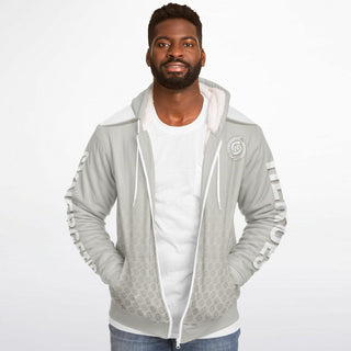 Mens Microfleece Ziphoodie - Jade White - Synergetic Heroes