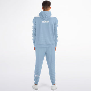 Mens Ziphoodie & Lettered Jogger - Angel Blue