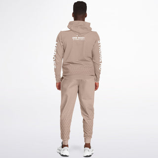 Mens Ziphoodie & Emblem Jogger - Taupe Stone