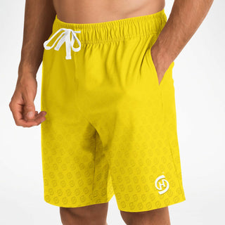 Mens Athletic Long Shorts - Yellow Sun