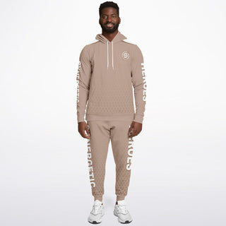 Mens Lettered Hoodie & Jogger - Taupe Stone - Synergetic Heroes