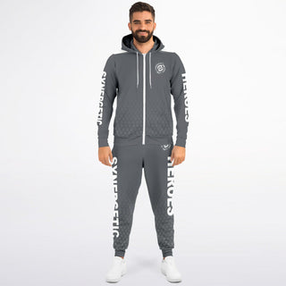 Mens Lettered Ziphoodie & Jogger - Shadow Gray - Synergetic Heroes