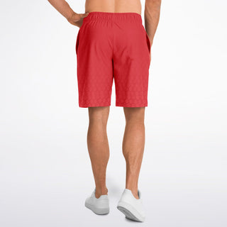 Mens Athletic Long Shorts - Fire Red