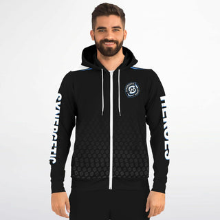 Mens Zip-Up Hoodie - Obsidian Black - Synergetic Heroes