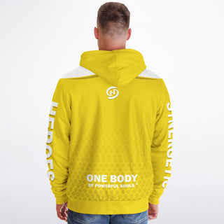 Mens Microfleece Ziphoodie - Yellow Sun - Synergetic Heroes