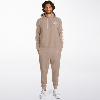 Mens Hoodie & Emblem Jogger - Taupe Stone