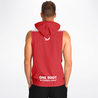 Mens Drop Armhole Hoodie - Fire Red - Synergetic Heroes