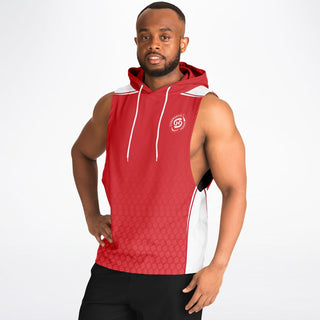 Mens Drop Armhole Hoodie - Fire Red - Synergetic Heroes