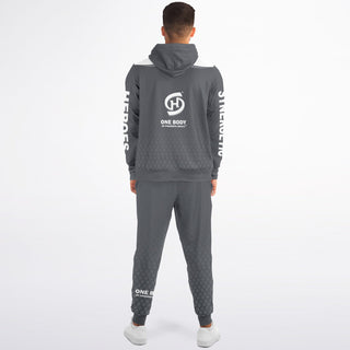 Mens Lettered Ziphoodie & Jogger - Shadow Gray - Synergetic Heroes